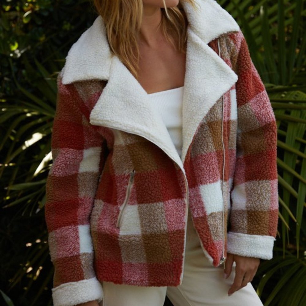 NWT Plaid Cozy Sherpa Jacket